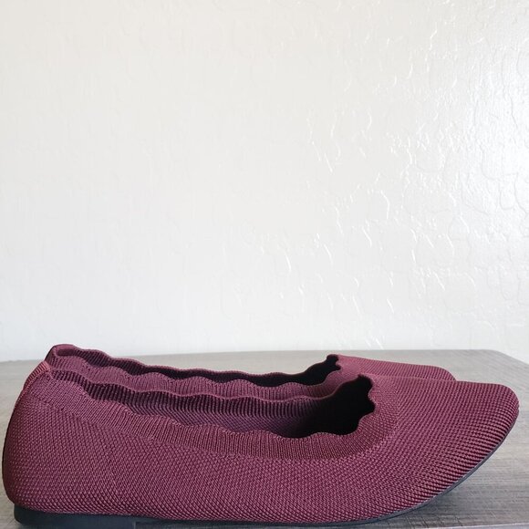 Seychelles Pointed Toe Slip-On Ballet Flat Scalloped Maroon Berry Sz Women's 9.5 - Picture 1 of 10